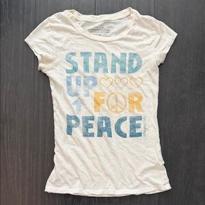 Aeropostale - Cream White Stand Up for Peace Graphic Tee